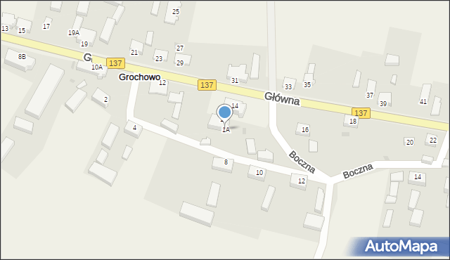 Grochowo, Boczna, 1A, mapa Grochowo