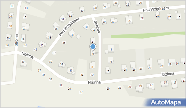 Grzybiany, Boczna, 6, mapa Grzybiany