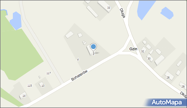 Gzin, Bohaterów, 2, mapa Gzin