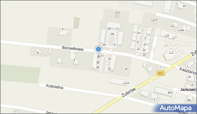 Jankowice, Borowikowa, 3D, mapa Jankowice