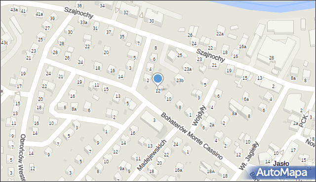 Jasło, Bohaterów Monte Cassino, 12, mapa Jasła