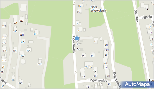 Jastrzębie-Zdrój, Bogoczowiec, 5, mapa Jastrzębie-Zdrój