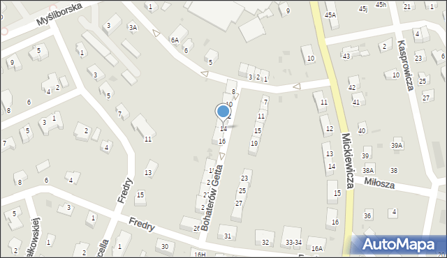 Jawor, Bohaterów Getta, 14, mapa Jawor