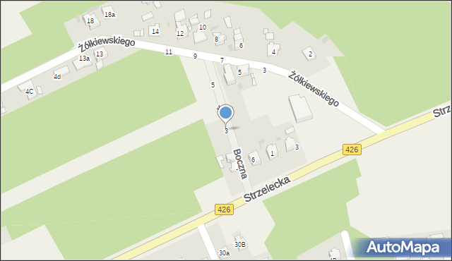 Jemielnica, Boczna, 3, mapa Jemielnica