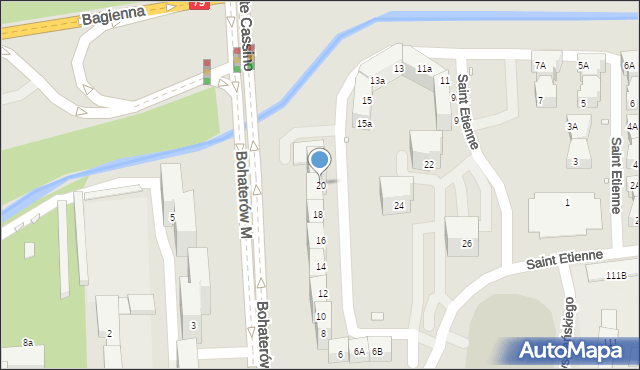 Katowice, Bohaterów Monte Cassino, 20, mapa Katowic