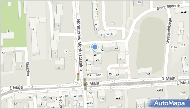 Katowice, Bohaterów Monte Cassino, 2d, mapa Katowic