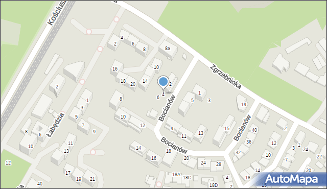 Katowice, Bocianów, 4, mapa Katowic