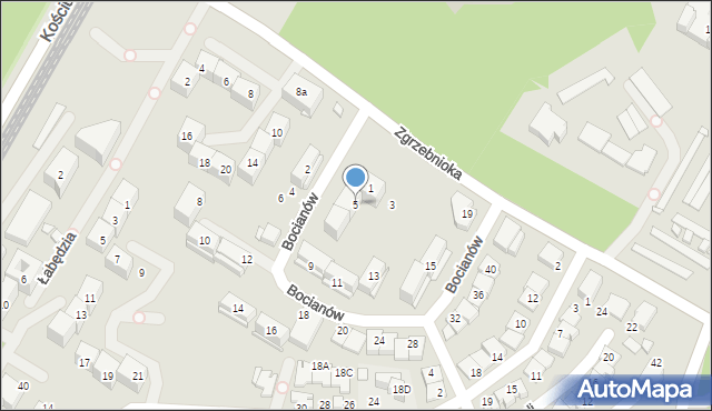 Katowice, Bocianów, 5, mapa Katowic