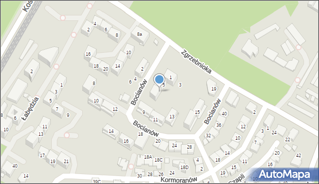 Katowice, Bocianów, 7, mapa Katowic