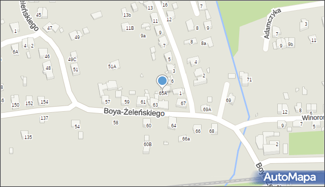 Katowice, Boya-Żeleńskiego Tadeusza, 65A, mapa Katowic