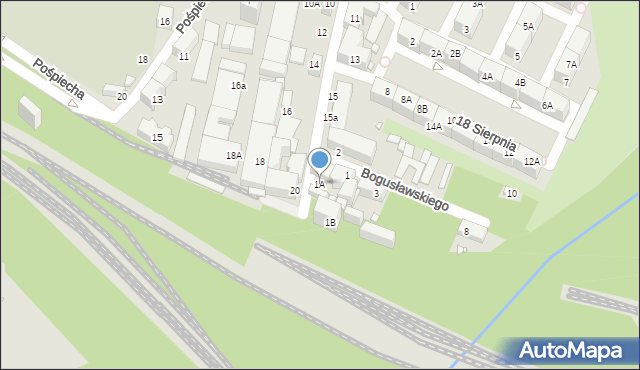 Katowice, Bogusławskiego Wojciecha, 1A, mapa Katowic