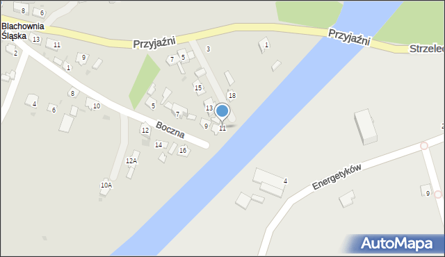 Kędzierzyn-Koźle, Boczna, 11, mapa Kędzierzyna-Koźle