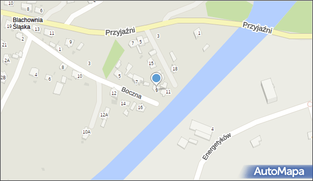 Kędzierzyn-Koźle, Boczna, 9, mapa Kędzierzyna-Koźle