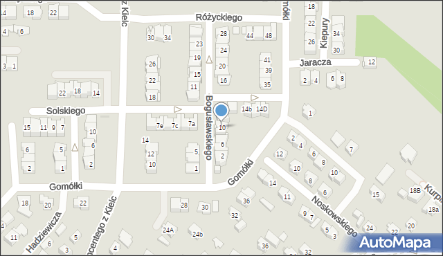 Kielce, Bogusławskiego Wojciecha, 10, mapa Kielc