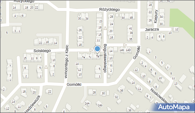 Kielce, Bogusławskiego Wojciecha, 7a, mapa Kielc