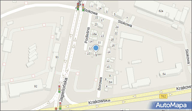 Kielce, Borowa, 9, mapa Kielc