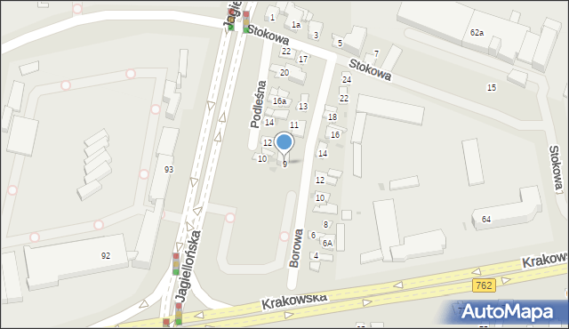 Kielce, Borowa, 9, mapa Kielc