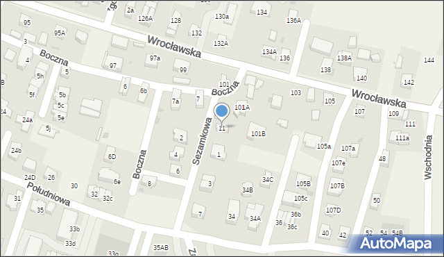 Kiełczów, Boczna, 11, mapa Kiełczów