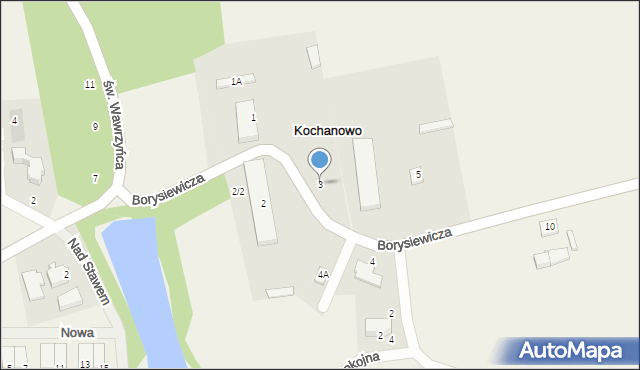 Kochanowo, Borysiewicza, ks., 3, mapa Kochanowo