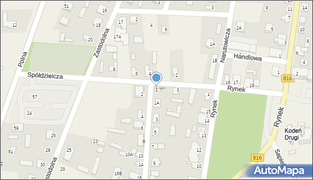 Kodeń, Bojarska, 1, mapa Kodeń