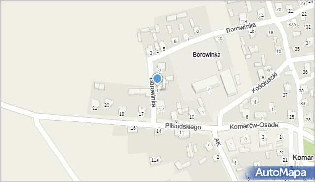 Komarów-Osada, Borowinka, 1, mapa Komarów-Osada