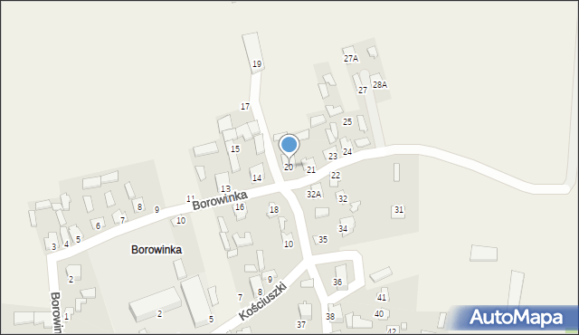 Komarów-Osada, Borowinka, 20, mapa Komarów-Osada