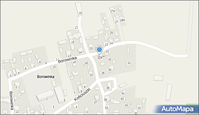 Komarów-Osada, Borowinka, 32A, mapa Komarów-Osada
