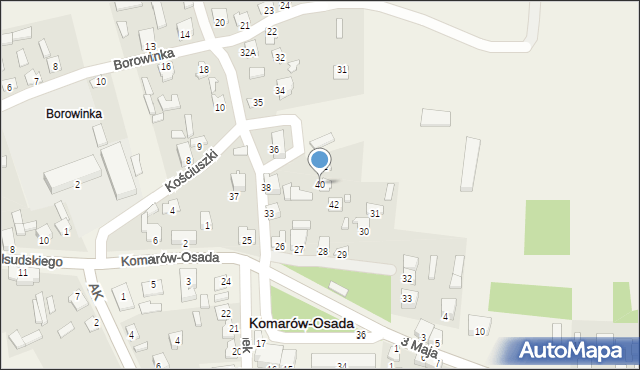 Komarów-Osada, Borowinka, 40, mapa Komarów-Osada