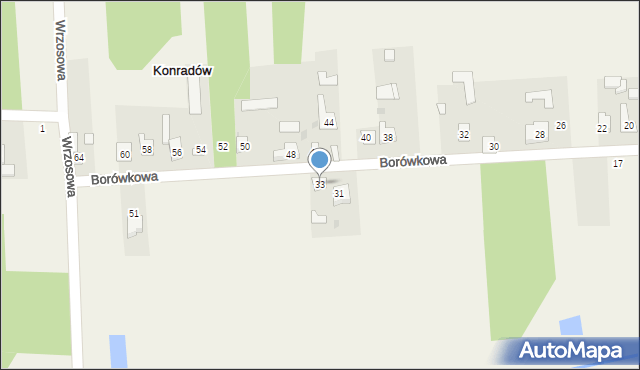 Konradów, Borówkowa, 33, mapa Konradów