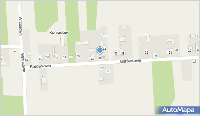 Konradów, Borówkowa, 46, mapa Konradów