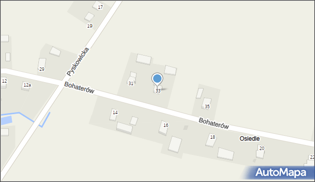 Kopienica, Bohaterów, 33, mapa Kopienica