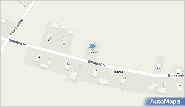 Kopienica, Bohaterów, 35, mapa Kopienica