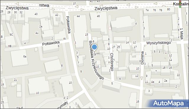 Koszalin, Bolesława Krzywoustego, 14, mapa Koszalina