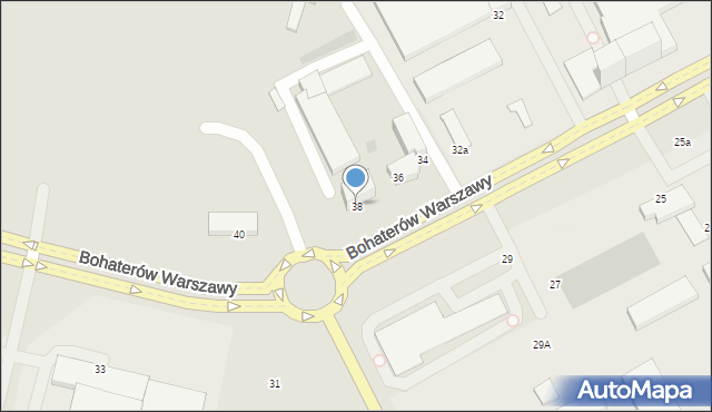 Koszalin, Bohaterów Warszawy, 38, mapa Koszalina