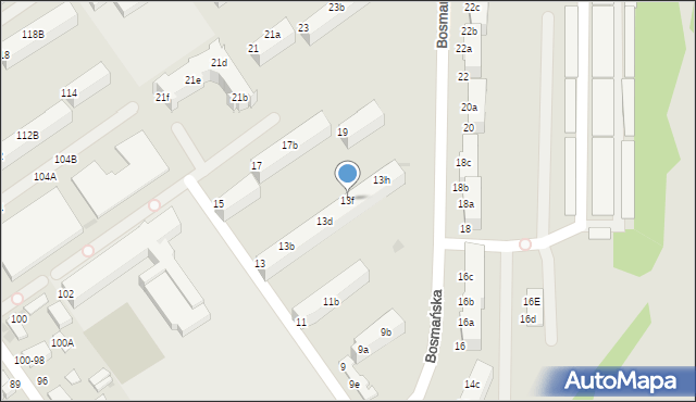 Koszalin, Bosmańska, 13f, mapa Koszalina