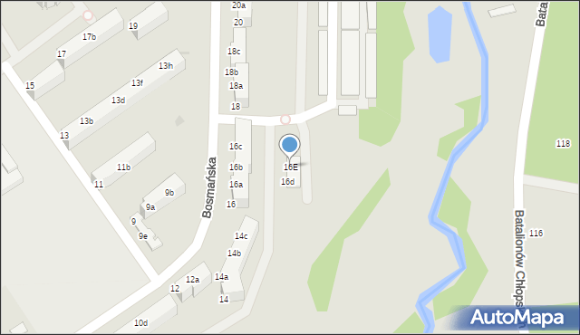 Koszalin, Bosmańska, 16E, mapa Koszalina