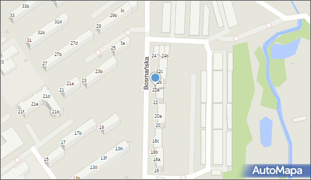 Koszalin, Bosmańska, 22a, mapa Koszalina