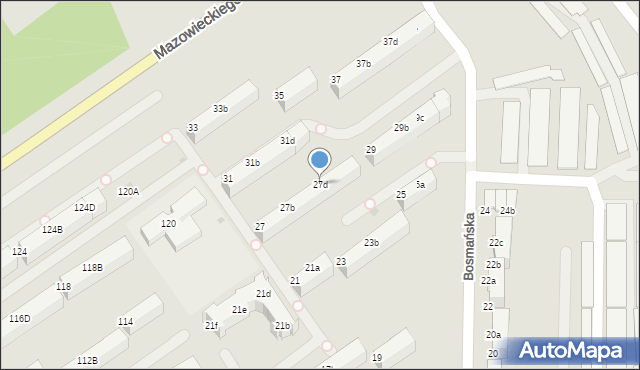 Koszalin, Bosmańska, 27d, mapa Koszalina