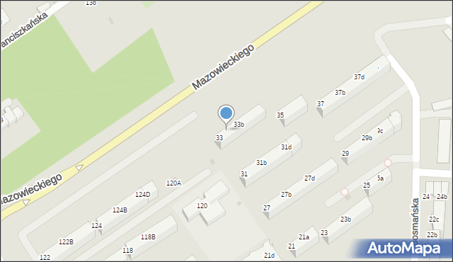 Koszalin, Bosmańska, 33a, mapa Koszalina