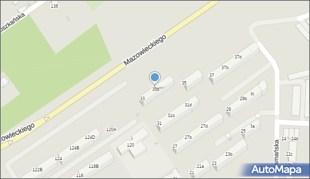 Koszalin, Bosmańska, 33b, mapa Koszalina