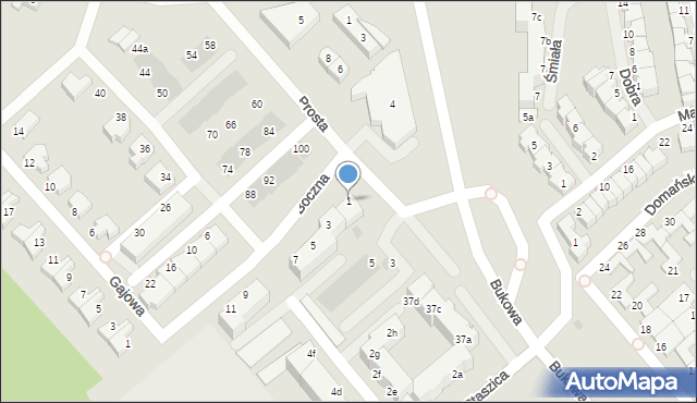 Koszalin, Boczna, 1, mapa Koszalina