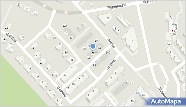 Koszalin, Boczna, 78, mapa Koszalina