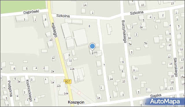 Koszęcin, Boczna, 4, mapa Koszęcin