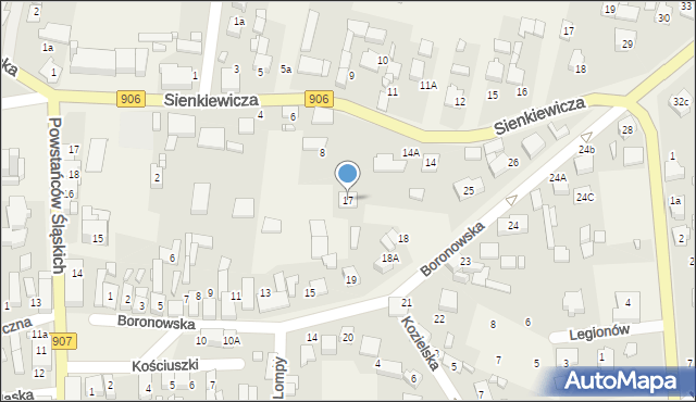 Koszęcin, Boronowska, 17, mapa Koszęcin