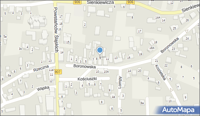 Koszęcin, Boronowska, 9, mapa Koszęcin