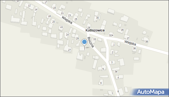 Kotliszowice, Boczna, 1, mapa Kotliszowice