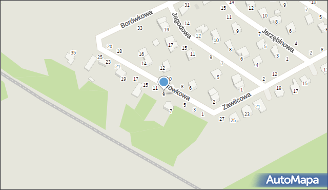 Kozienice, Borówkowa, 9, mapa Kozienice