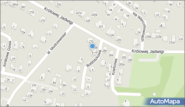 Kraków, Bodziszkowa, 2, mapa Krakowa