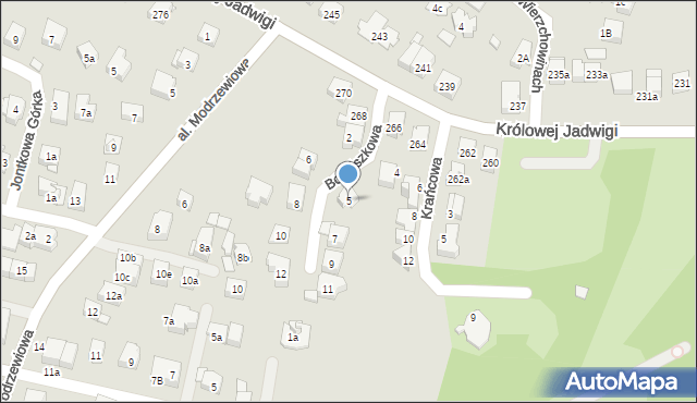 Kraków, Bodziszkowa, 5, mapa Krakowa