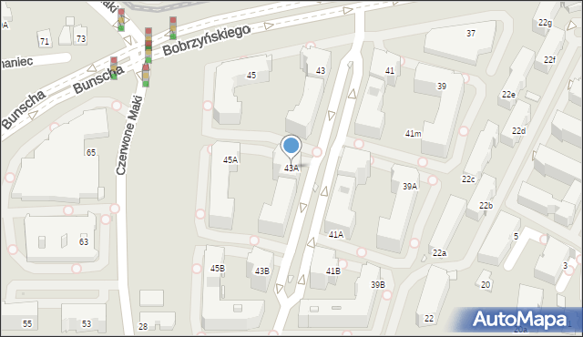 Kraków, Bobrzyńskiego Michała, prof., 43A, mapa Krakowa
